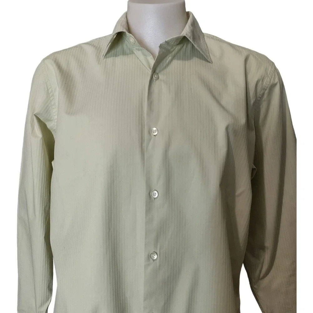 Banana Republic Shirt Mens Large Norm Core Light Green Classic Fit Stripe Office